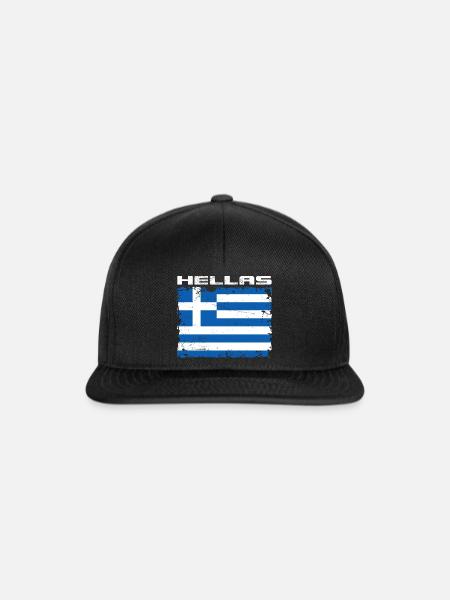 Griechenland Hellas Flagge - Snapback Cap - Schwarz/Schwarz