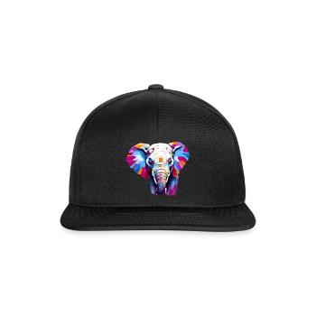 Wunderschöner Elefantenkopf. Lebendiges Elefantenporträt - Snapback Cap - Schwarz/Schwarz - Vorne