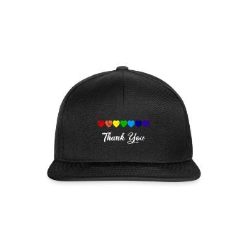Row of Hearts Rainbow Heart Thank You - Snapback Cap - black/black - Front