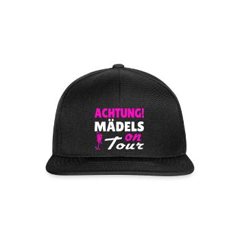 Achtung Mädels on Tour - Snapback Cap - Schwarz/Schwarz - Vorne