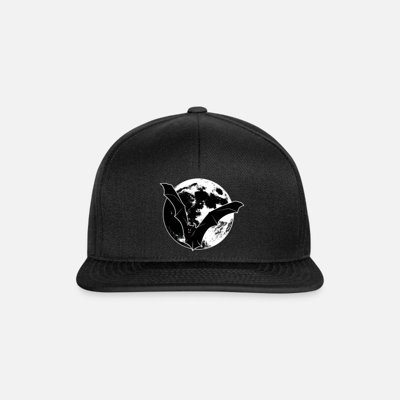 Fledermaus vor Mond - Snapback Cap - Schwarz/Schwarz