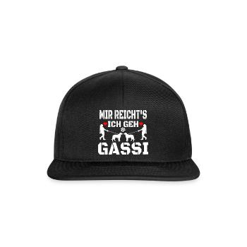 Mir reichts ich geh gassi - Snapback Cap - Schwarz/Schwarz - Vorne