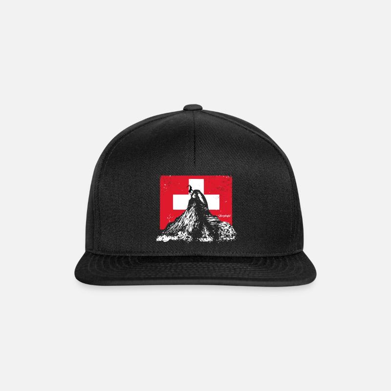 Bergteufel - Schweiz - Berge - Steinbock - Snapback Cap - Schwarz/Schwarz