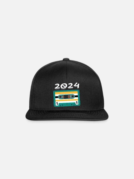 Kassette 2024 Jahrgang Jubiläum 2024 - Snapback Cap - Schwarz/Schwarz