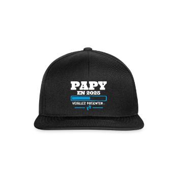 Futur Papy 2025 Grand-père Bébé Grossesse Cadeau - Casquette snapback - noir/noir - Devant