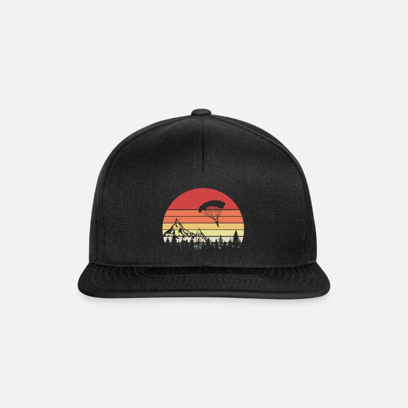 Fallschirmspringer Gleitschirm Retro Geschenk - Snapback Cap - Schwarz/Schwarz
