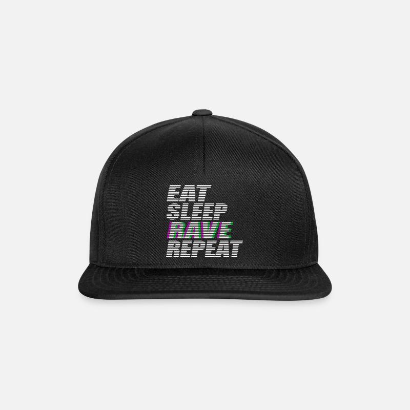 eat sleep rave repeat techno dj rave dubstep - Snapback Cap - black/black