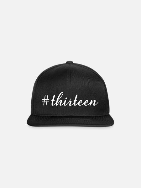 Hashtag Dreizehn Cool 13 Jahre alt 13. Geburtstag - Snapback Cap - Schwarz/Schwarz