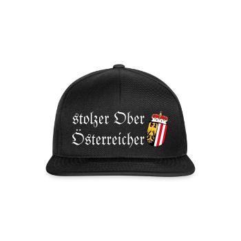 Stolzer Oberösterreicher Wappen Spruch Geschenk - Snapback Cap - Schwarz/Schwarz - Vorne