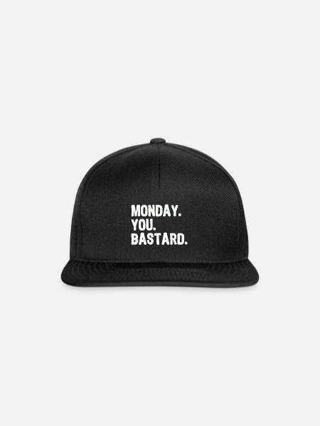 Monday. You. Bastard. white - Snapback Cap - Schwarz/Schwarz