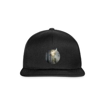Nature Hirsch Deer Outdoor Wald Wildnis - Snapback Cap - Schwarz/Schwarz - Vorne