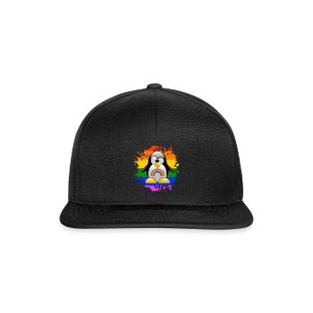 LGBT Pinguin Gay Pride CSD Regenbogen - Snapback Cap - Schwarz/Schwarz - Vorne