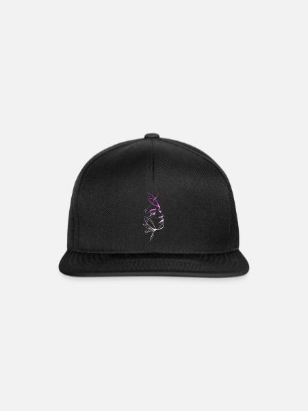 Trash-Line-Kunst-Frauengesicht - Snapback Cap - Schwarz/Schwarz