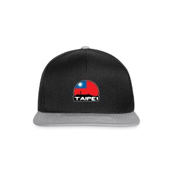 Taipei Taiwan Flag Skyline Silhouette Travel - Snapback Cap - black/grey - Front