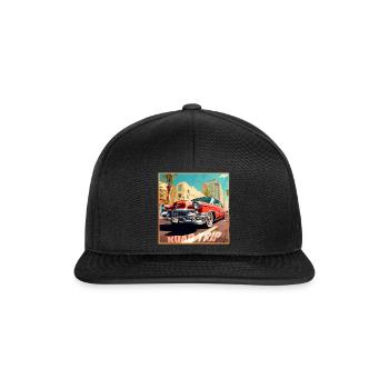 Road Trip,Car,America,Catoon Look - Snapback Cap - black/black - Front