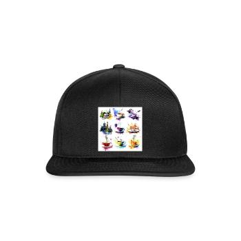 Teacups Pop Art Design for Stylish Tea Drinkers - Snapback Cap - black/black - Front