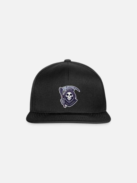 Sensenmann Lächelnde Sense Illustration - Snapback Cap - Schwarz/Schwarz