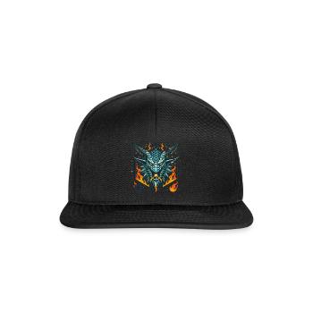 Insigne de tête de dragon flamboyant féroce - Casquette snapback - noir/noir - Devant