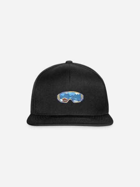 Ski Google, Snowboard, Skifahrer - Snapback Cap - Schwarz/Schwarz