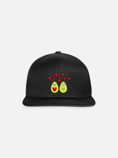 Avocado Liebe mit sehr vielen Herzen. - Snapback Cap - Schwarz/Schwarz
