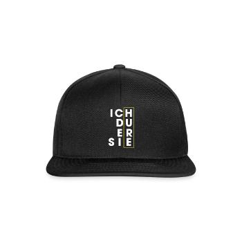 Ich Du Er Sie Hure lustiger Spruch Wortwitz Cool - Snapback Cap - Schwarz/Schwarz - Vorne