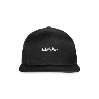 Winter Motiv Bäume Wald Schneebedeckt Geschenkidee - Snapback Cap - Schwarz/Schwarz - Vorne