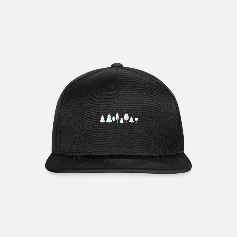 Winter Motiv Bäume Wald Schneebedeckt Geschenkidee - Snapback Cap - Schwarz/Schwarz