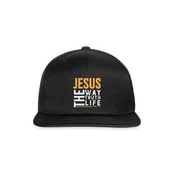 Jesus The Way The Truth The Life Religion Glaube - Snapback Cap - Schwarz/Schwarz - Vorne