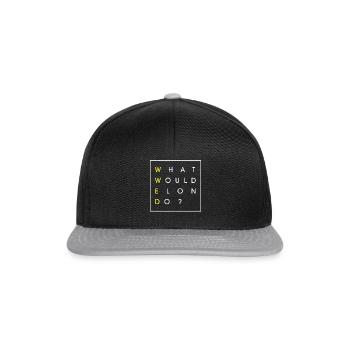 WWED What Would Elon Do? Geschenkidee Motiv Design - Snapback Cap - Schwarz/Grau - Vorne