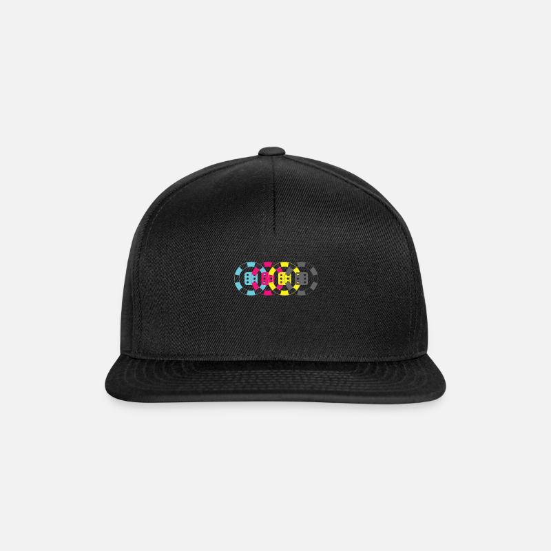 Jeu de cartes de jetons de poker Idée cadeau Jeu de dés - Casquette snapback - noir/noir