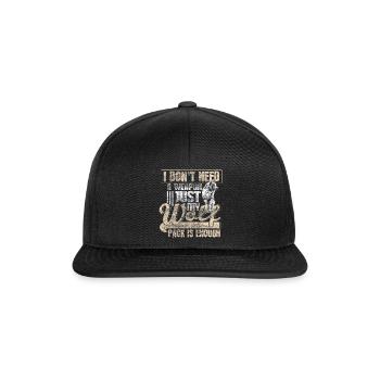 Wolf Geschenk Wölfe - Snapback Cap - Schwarz/Schwarz - Vorne