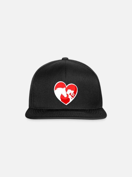 Herz Pferd Mädchen - Snapback Cap - Schwarz/Schwarz