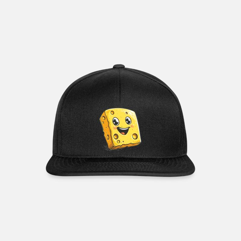 Lachender Käse Cartoon - Snapback Cap - Schwarz/Schwarz