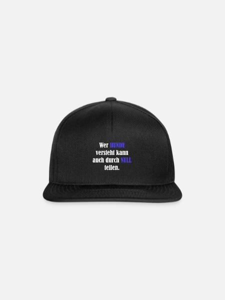 Wer Hunde versteht kann auch durch Null teilen - Snapback Cap - Schwarz/Schwarz