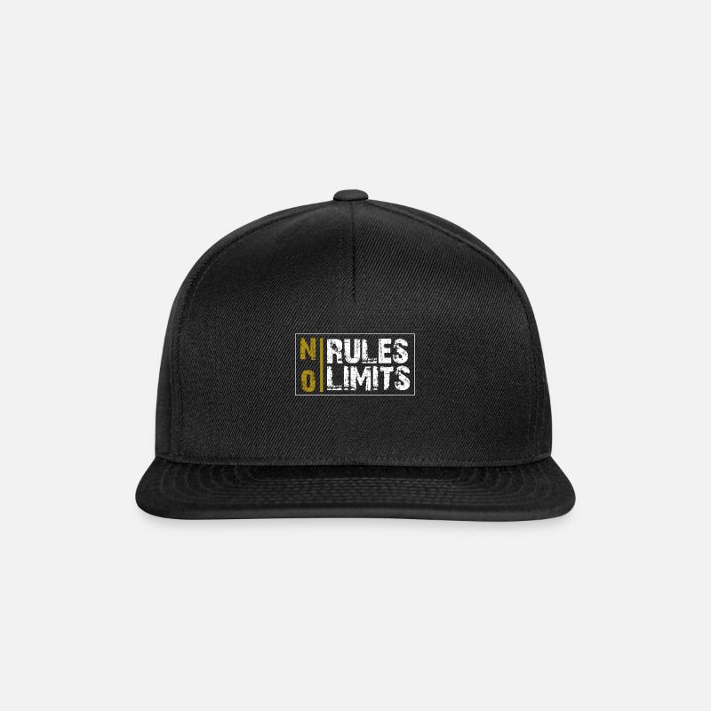 NO RULES NO LIMITS Lebensmotto Geschenk - Snapback Cap - Schwarz/Schwarz