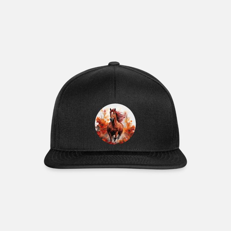 Fuchsfarbenes Pferd 💖 - Snapback Cap - Schwarz/Schwarz
