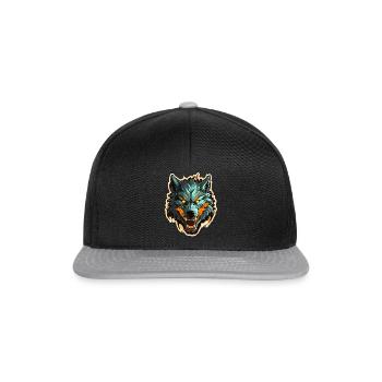 Wolf - Illustration - Snapback Cap - Schwarz/Grau - Vorne