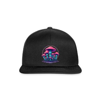 Psychedelische Pilze - Snapback Cap - Schwarz/Schwarz - Vorne