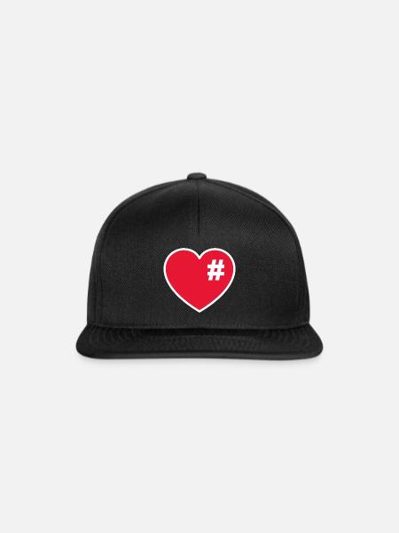 Herz mit hashtag raute - Snapback Cap - Schwarz/Schwarz