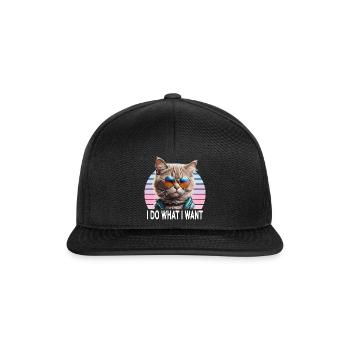 Katze ich mache was ich will - Snapback Cap - Schwarz/Schwarz - Vorne