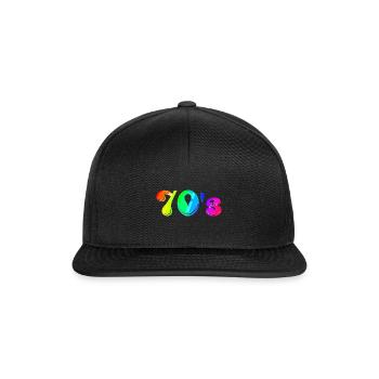 70s | Siebziger | Jahrzehnt | Symbol - Snapback Cap - Schwarz/Schwarz - Vorne