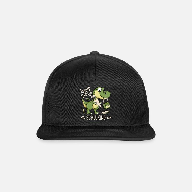 Schule Einschulung Dinosaurier Dino Schulkind - Snapback Cap - Schwarz/Schwarz