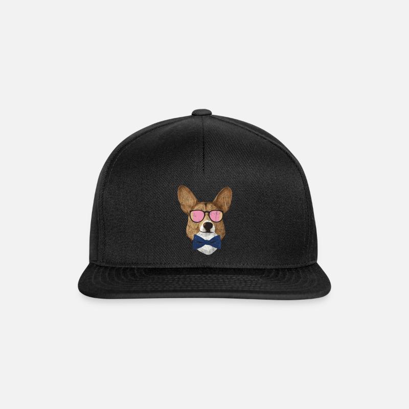 Corgi Hipster - Snapback Cap - Schwarz/Schwarz