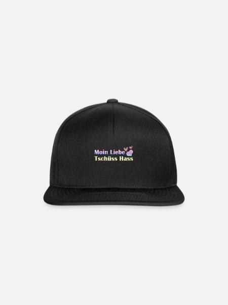 Moin Liebe, Tschüss Hass Herz romantisch Geschenk - Snapback Cap - Schwarz/Schwarz