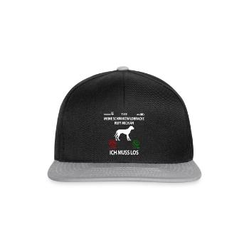 Schwarzwildbracke Slovenský Kopov ruft an Spruch - Snapback Cap - Schwarz/Grau - Vorne