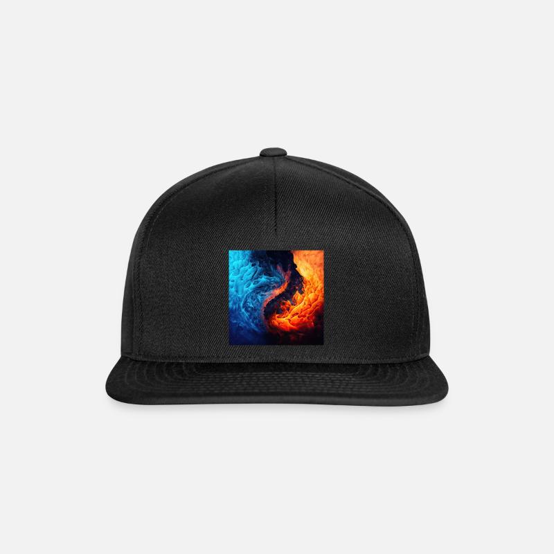 Water And Flame Pattern - Snapback Cap - black/black