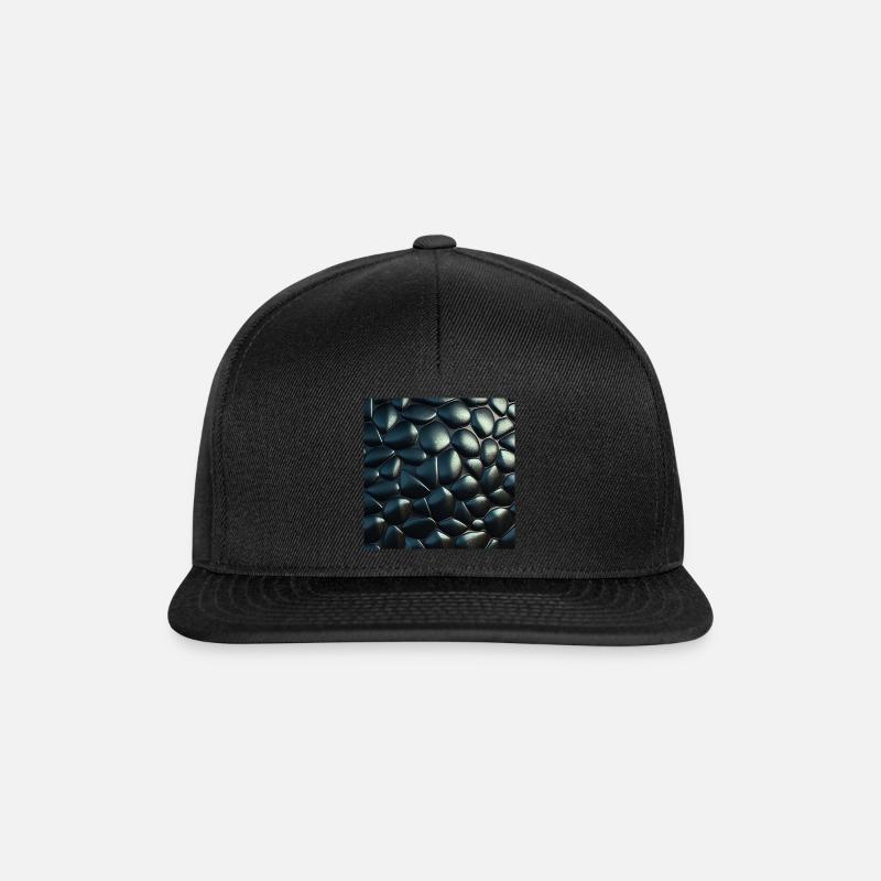 Black Cobblestone Metallic Textured Pattern - Snapback Cap - black/black