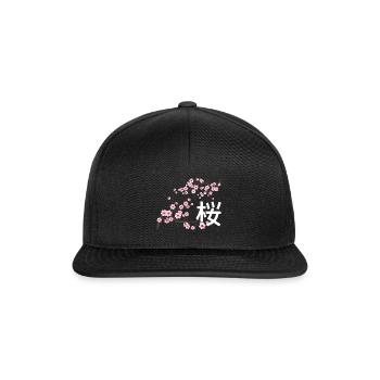 Sakura Japanese Cherry Blossoms - Snapback Cap - black/black - Front