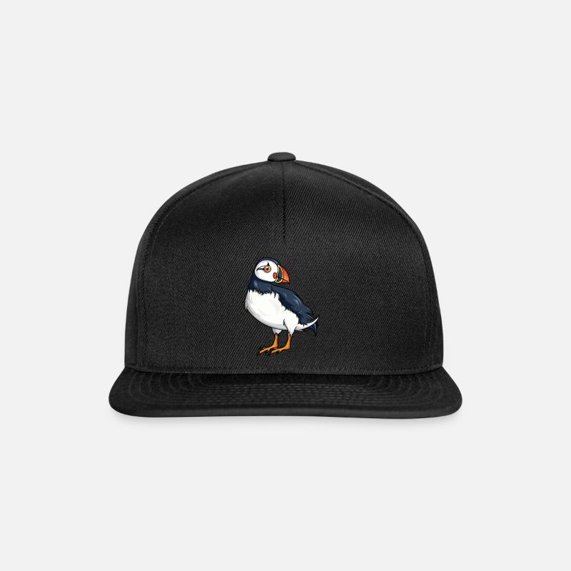 Island Flagge Papageientaucher Geschenk - Snapback Cap - Schwarz/Schwarz
