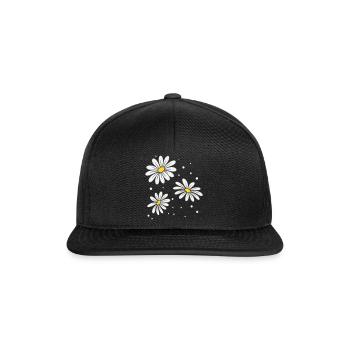 Gänseblümchen Punkte - Snapback Cap - Schwarz/Schwarz - Vorne